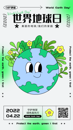 世界地球日地球手机海报