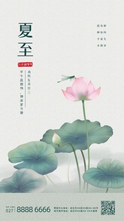 夏至二十四节气国风手机海报