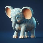 可爱3D小象石雕图片