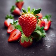 鲜甜可口红色牛奶草莓动感摄影图片