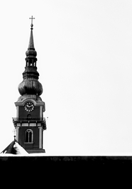 教堂塔楼黑白建筑摄影图片