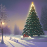 圣诞节平安夜圣诞树雪景图片