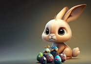 复活节兔子彩蛋3D图片
