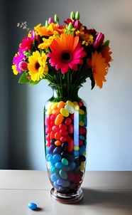 花瓶软糖彩色插花图片