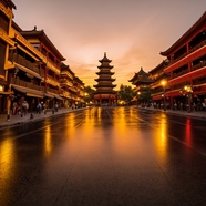 中国古城建筑街景图片
