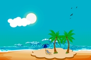 热带海岛卡通风景插画图片