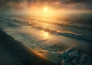 唯美黄昏夕阳大海图片