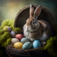 复活节彩蛋兔子AI插画图片