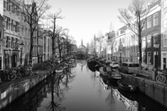 阿姆斯特丹城市黑白摄影图片