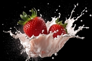牛奶草莓动感摄影图片