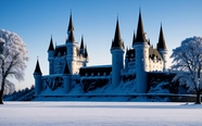 唯美冬季城堡建筑摄影图片