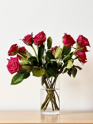 红色玫瑰花插花静物摄影图片