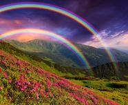 雨后青山彩虹风景摄影图片