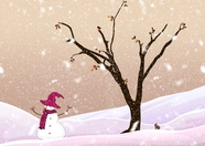 冬季小雪人卡通插画图片