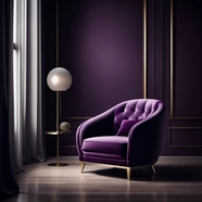 室内紫色风格沙发摄影图片