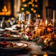圣诞节圣诞晚餐香槟酒水美食摄影图片