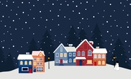 圣诞主题房屋雪景卡通素材图片