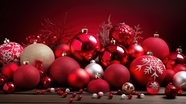 红色喜气圣诞节彩球摄影图片