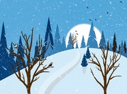 冬季风景卡通插画设计图片