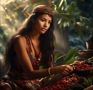 剥咖啡豆的非洲美女图片