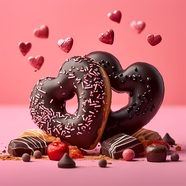 情人节爱心甜甜圈巧克力图片
