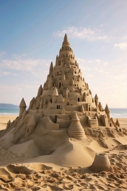 海边沙滩城堡沙雕摄影图片