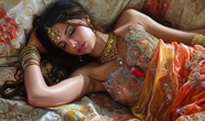 沉睡的性感印度美女图片