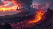 火山熔岩喷发地质山脉风光摄影图片