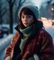 冬季氛围感户外俄罗斯美女图片