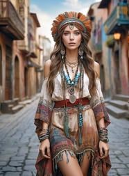 时尚部落民族服饰美女写真图片