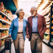 欧美超市购物老年夫妻摄影图片