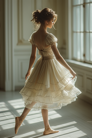 穿着舞裙翩翩起舞的芭蕾舞美女图片