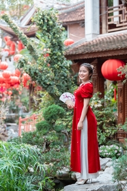 春节越南美女户外摄影图片