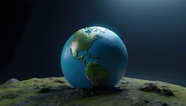 手工制作地球小模型摄影图片