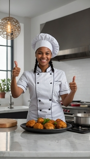 欧美黑人厨师美女摄影图片