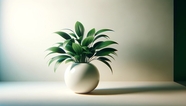 白色圆形花盆绿色植物盆栽图片