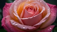 雨后粉色玫瑰花微距特写摄影图片
