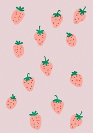 卡通红色草莓平铺背景图片