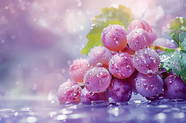 雨水拍打着的紫色葡萄图片
