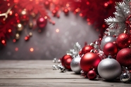 圣诞节红色彩球装饰摄影图片