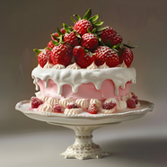 新鲜草莓奶油蛋糕摄影图片