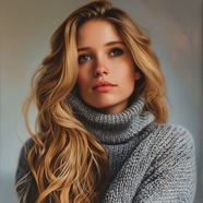 欧美冬季羊毛衣卷发美女图片