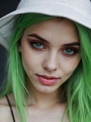 绿色染发发型眼妆美女图片