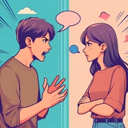 夫妻争吵卡通插画设计图片