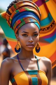 美丽传统服饰非洲黑人美女写真图片