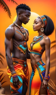 非洲性感情侣写真摄影图片
