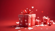 情人节浪漫红色礼品盒摄影图片