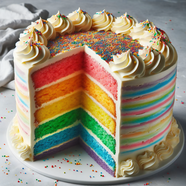 美味裱花彩虹蛋糕摄影图片