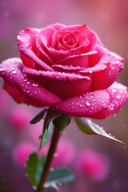 唯美雨后粉色玫瑰花摄影图片