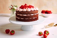 美味巧克力草莓蛋糕摄影图片